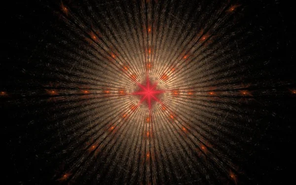 Röd stjärna med orange strålar — Stockfoto