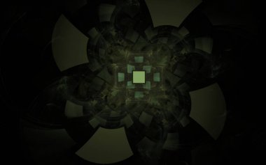 Geometrik şekiller ve şekillerin siyah bir zemin üzerine çeşitli renklerin soyut resim