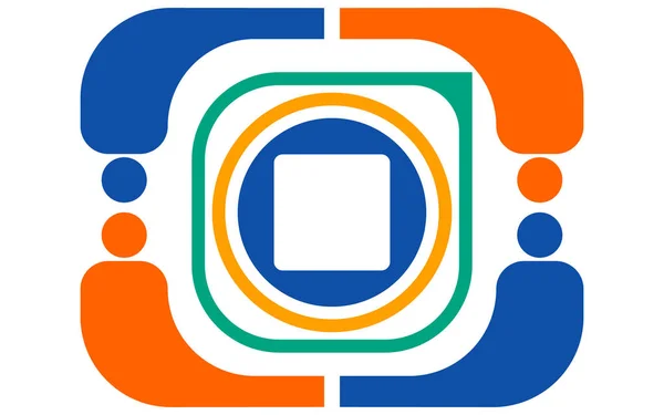 Διάνυσμα αφηρημένη χρώμα λογότυπο από διάφορα γεωμετρικά σχήματα του πορτοκαλί, πράσινο, μπλε, λευκό με τη μορφή μια κάμερα δράσης σε λευκό φόντο — Διανυσματικό Αρχείο