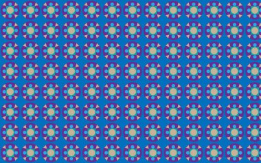 vektör çizim desen leylak, bej, mavi daireler ve üçgenler mavi bir arka plan üzerinde kahverengi