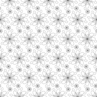 vektör çizim desen beyaz zemin üzerine çiçek şeklinde anahat geometrik şekillerden