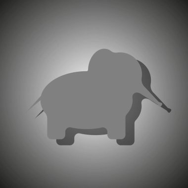 vektör illüstrasyon kontur koyu gri renk gradyan arka planı gri gölge ile bir fil