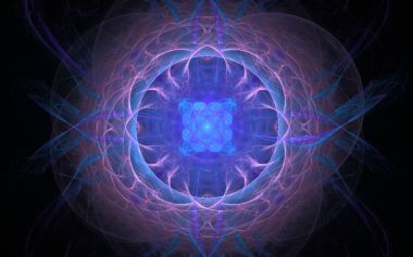 soyut fantastik çiçek pembe ve mavi siyah bir zemin üzerine desenli bir orta ile