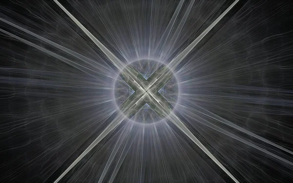 bir arka plan siyah bir zemin üzerine diffüz çevrelerin ıraksak ışınları ile dört yönlü yıldızla bir daire şeklinde soyut amblemi