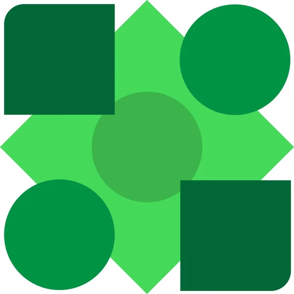 Beyaz zemin üzerine yeşil tonları geometrik şekiller vektör çizim — Stok Vektör