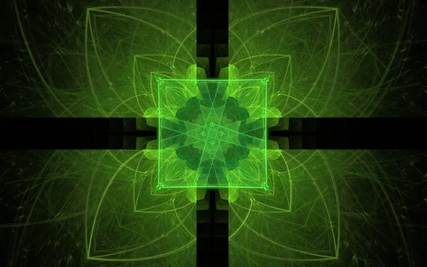 배경 이미지 추상적인 도형 녹색 꽃의 모양에서 대칭으로 배열 — 스톡 사진