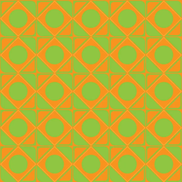 Vector ornamento abstracto de naranja, tonos verdes sin costuras textura cuadrados círculos de esquinas para el diseño web y gráficos por ordenador — Vector de stock