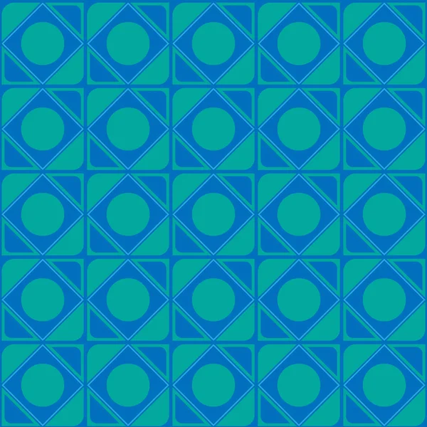Vector ornamento abstracto de tonos azules textura sin costuras cuadrados círculos de esquinas para el diseño web y gráficos por ordenador — Vector de stock