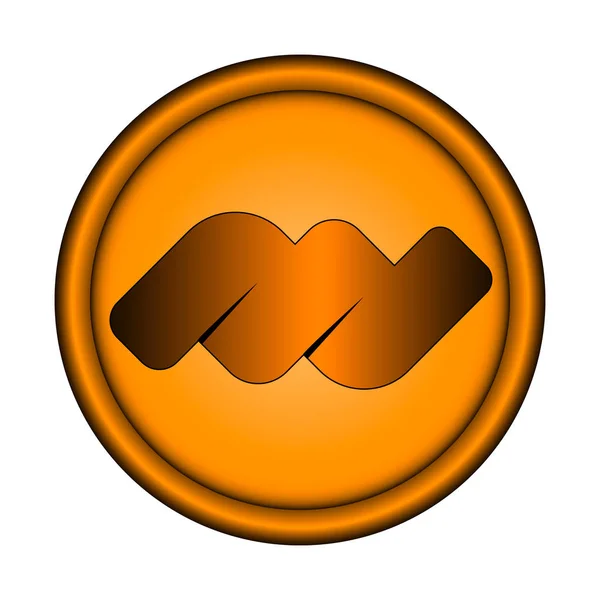 Ilustración vectorial emblema redondo naranja con bordes tridimensionales sobre fondo blanco con símbolo volumétrico abstracto dentro — Archivo Imágenes Vectoriales