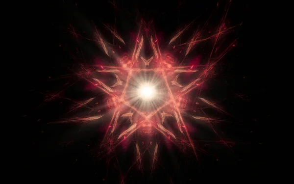 Abstract illustration of a fantastic star with many rays on a black background — Stock Photo, Image