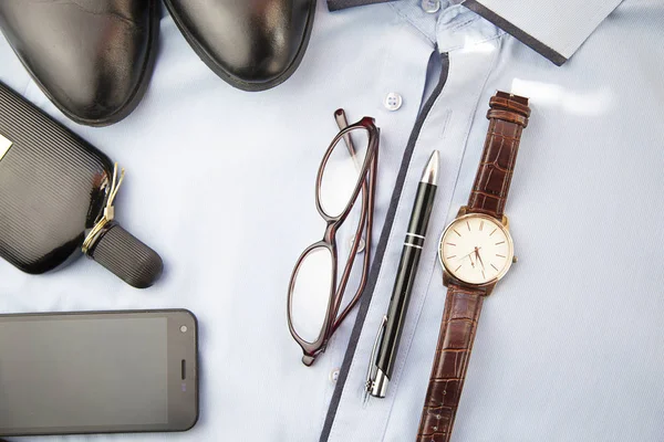 Men's accessories on shirt — Stock Photo, Image