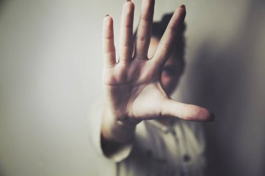 kadın el yüz-stop