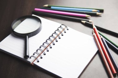 defter, büyütme ve kalem