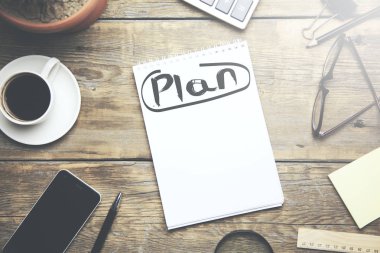 defter üzerinde planı