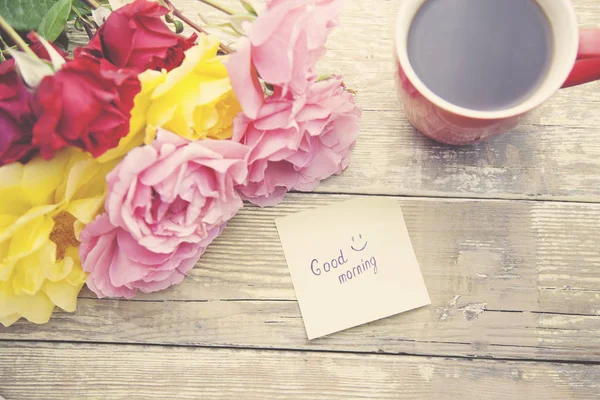 Rosas y café — Foto de Stock