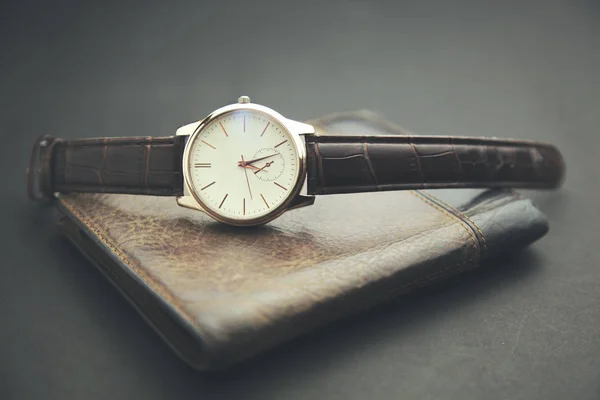 Watch on the  wallet — Stock Photo, Image