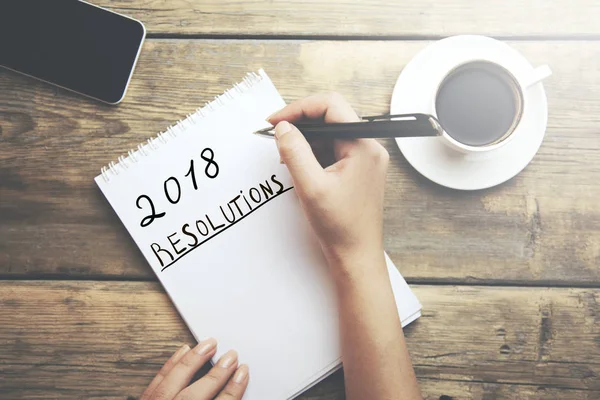 Woman written   2018 Resolutions text — Stock Photo, Image