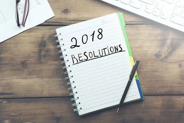 2018 resoluties met toetsenbord — Stockfoto
