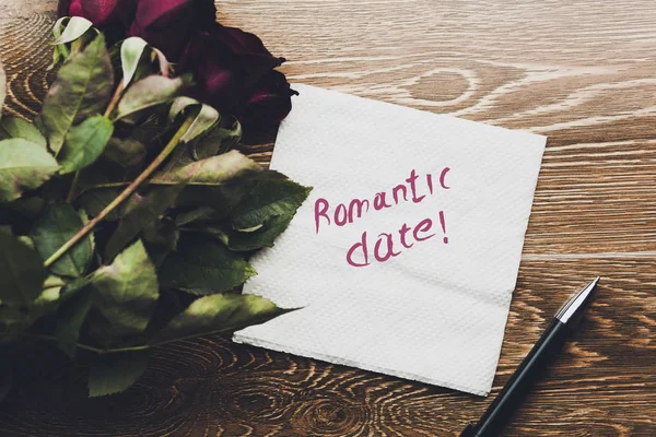 Romantic date on napkin — Stock Photo, Image