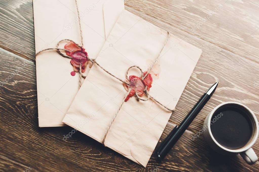  envelopes on coffee table