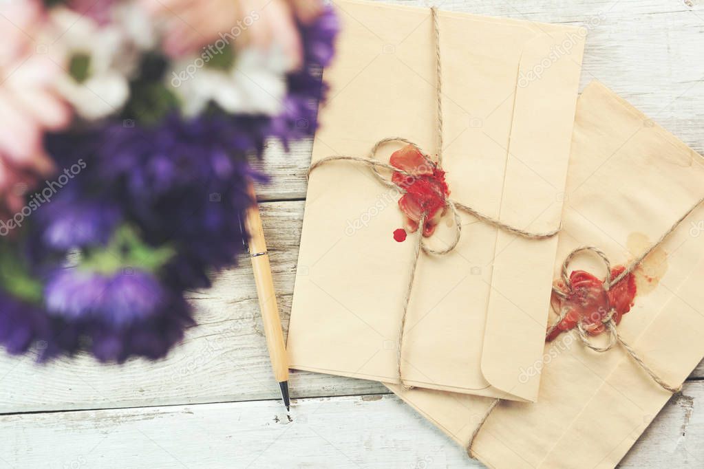 Romantic envelopes with flowers 