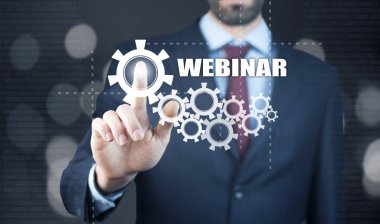 Webinar düğmesine basarak işadamı