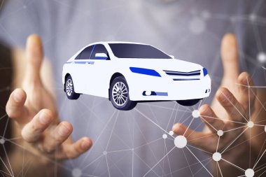 beyaz araba ile erkek el