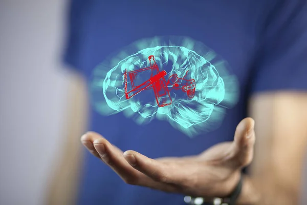 Κακές Συνήθειες Στον Εγκέφαλο Εικονίδιο Στο Χέρι Του Άνδρα — Φωτογραφία Αρχείου