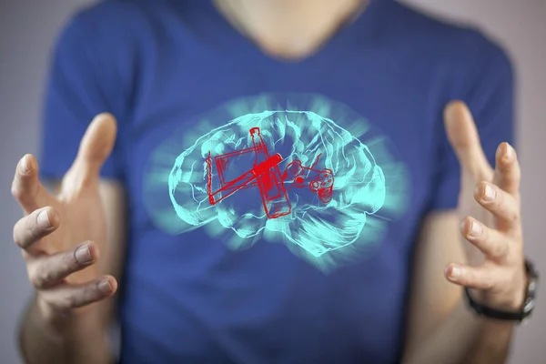 Bad Habits Brain Icon Hands — Stock Photo, Image