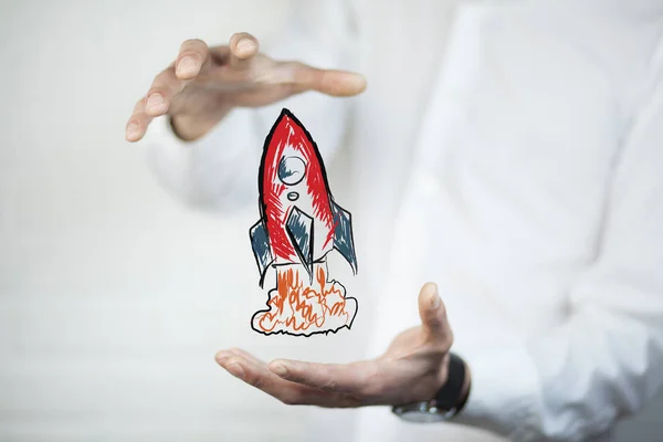 Üzletember Ikon Piros Rakéta — Stock Fotó