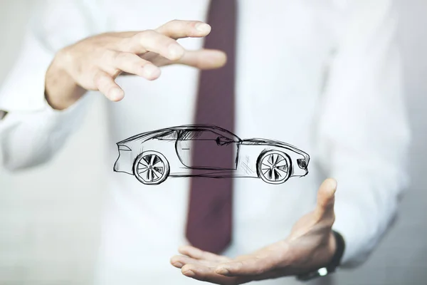 Businessman Car Drawn Icon Concept — Stock Photo, Image
