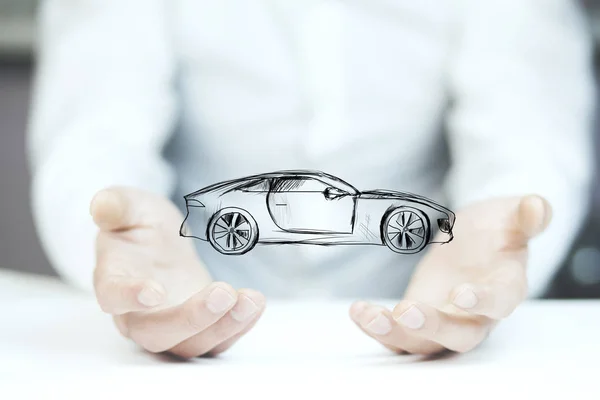 Hands with  car icon — Stock Photo, Image