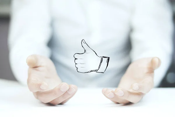 Man with  thumb up icon — Stock Photo, Image