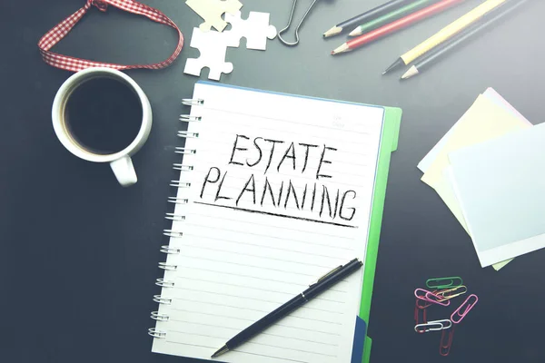 Estate planning text on notepad — 스톡 사진