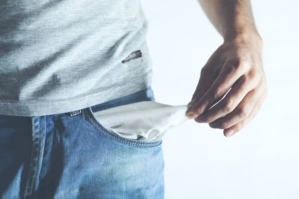 Armer Mann Jeans Mit Leerer Tasche — Stockfoto