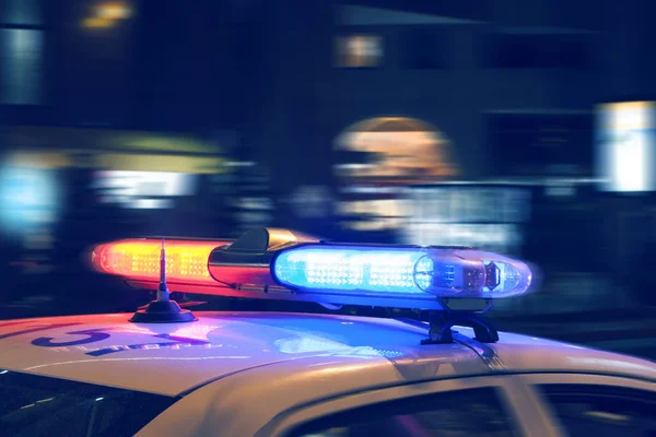 Coche Policía Calle Por Noche — Foto de Stock