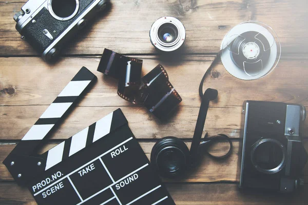 Retro Film Production Accessories Film Chelk Camera — Stock Photo, Image