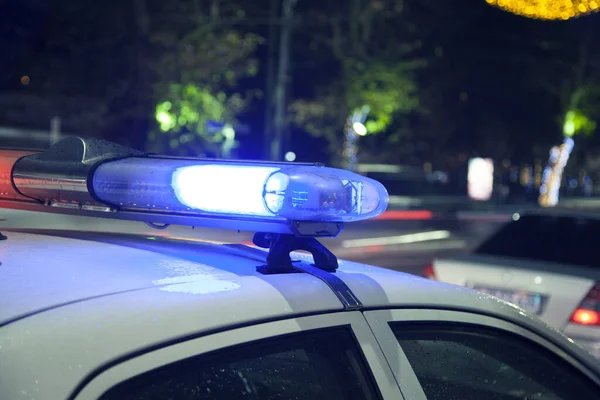 Blue Light Flasher Atop Police Car — Stock Photo, Image