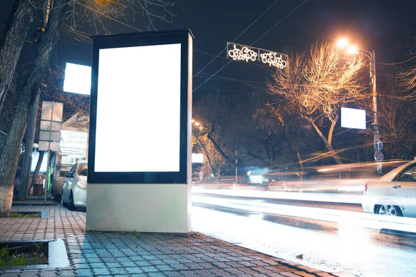 Reklam Mock Upp Banner Busstationen — Stockfoto