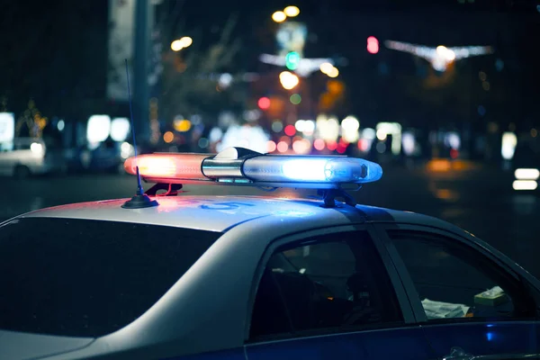 Blue Light Flasher Atop Police Car — Stock Photo, Image