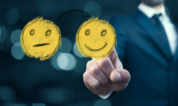 Hombre Negocios Seleccionar Feliz Evaluación Satisfacción —  Fotos de Stock