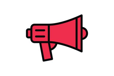 Megafon Simgesi Vektör İllüstrasyon Logo Şablonu