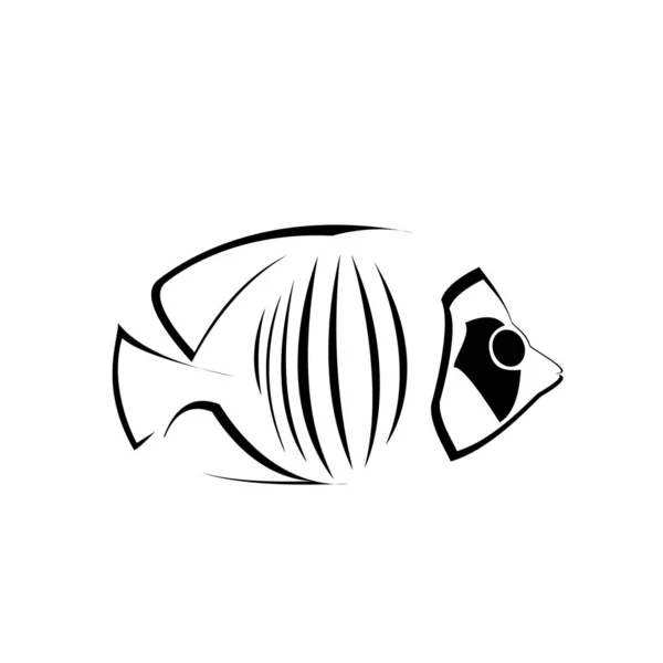 Noir et blanc poisson logo vecteur — Image vectorielle