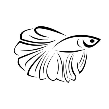 Küçük siyah beyaz süslemeli balık logosu vektörü