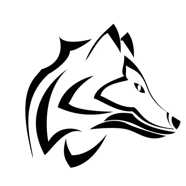 검은 흰색 늑대 벡터 로고 디자인 — 스톡 벡터