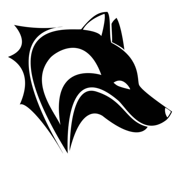 Schwarz weißer Wolf Vektor Logo Design — Stockvektor