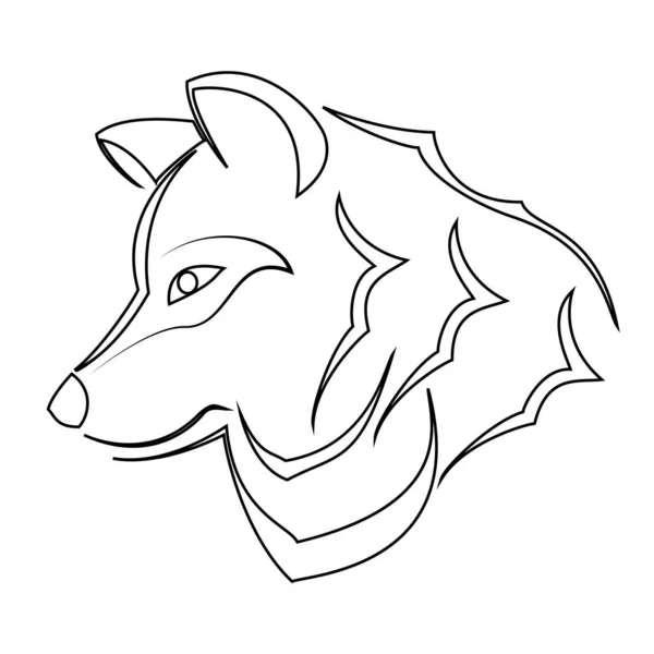 Noir blanc loup vecteur logo design — Image vectorielle