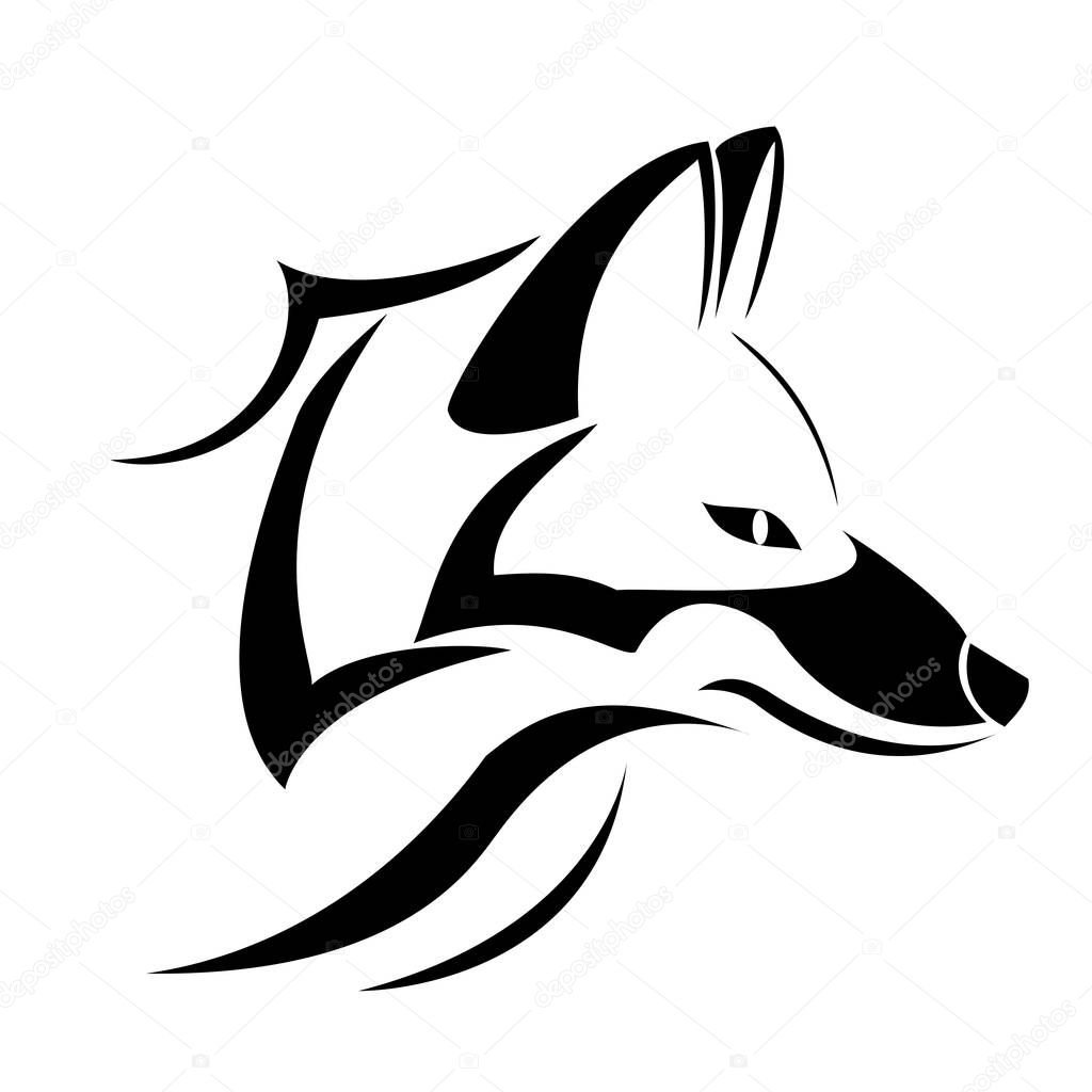 Black white wolf vector logo design