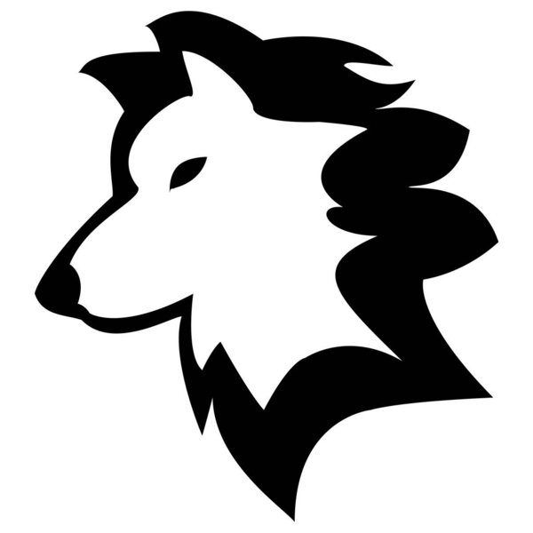 black white wolf vector logo design