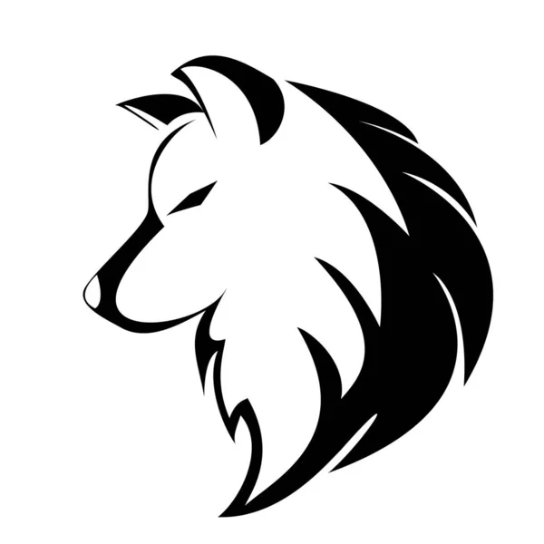 Preto branco lobo vetor logotipo design — Vetor de Stock